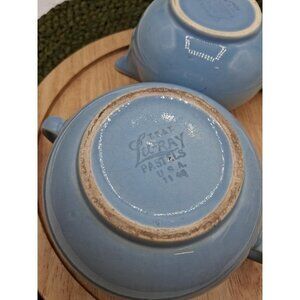 Vintage Lu-Ray Blue Pottery Creamer & Sugar Bowl USA 1940s